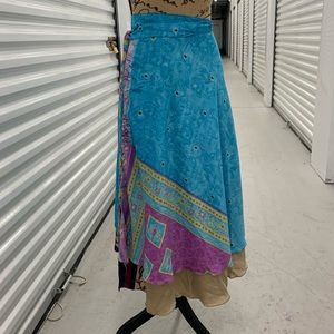 Juniors Silk Wrap Skirt Upcycled Sarees Fits Girls 10- Ladies Small